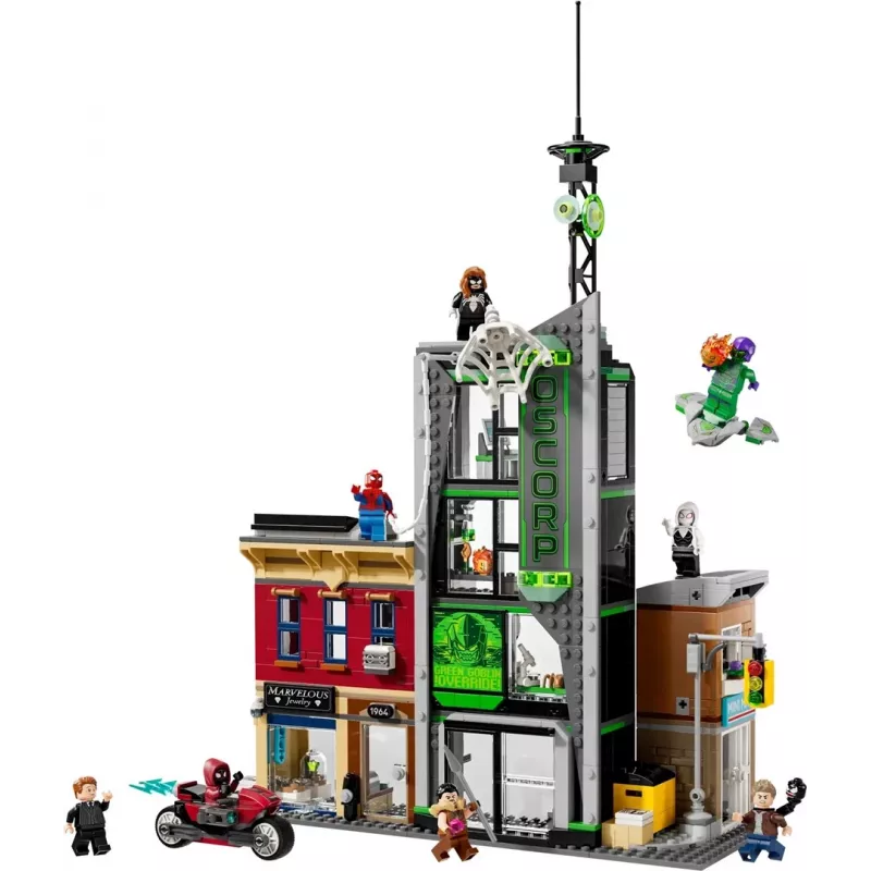 LEGO Marvel Set 76324 Spider-Man vs. Oscorp, 808 Teile, 8 Minifiguren, ab 10 Jahren