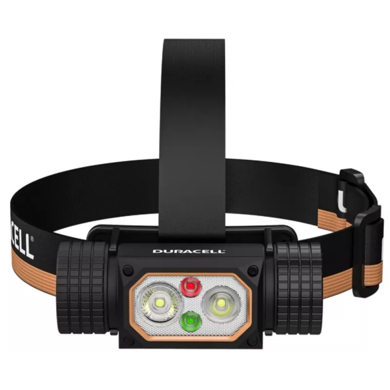 Stirnlampe Duracell DH2000R Geschenkbox – kompakte schwarz/orange wiederaufladbare Stirnlampe