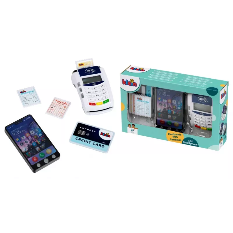 Spiel-Zahlungsterminal KLEIN 172740 mit Smartphone-Zubehör für Rollenspielsets