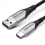 Vention Cotton Braided USB 2.0 A Male to C Male 3A Kabel 2M Gray Aluminum Alloy Type