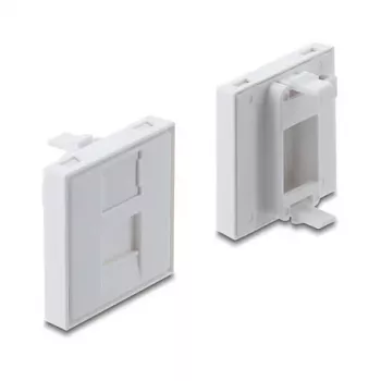 Einrastbare 45×45 mm Keystone-Modulabdeckung DELOCK Easy 45 für 1 Port, ABS, weiß, mit Staubschutzkappe