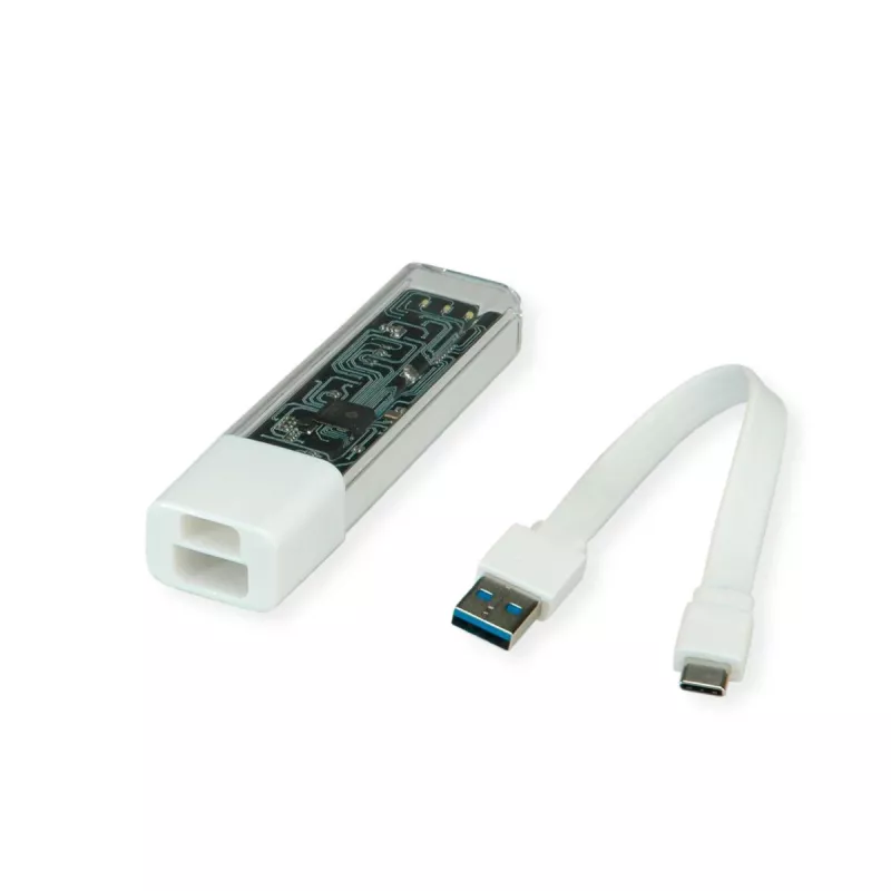 ROLINE mobiler USB 3.2 Gen 1 Hub, 4-fach, Typ A+C Anschlusskabel