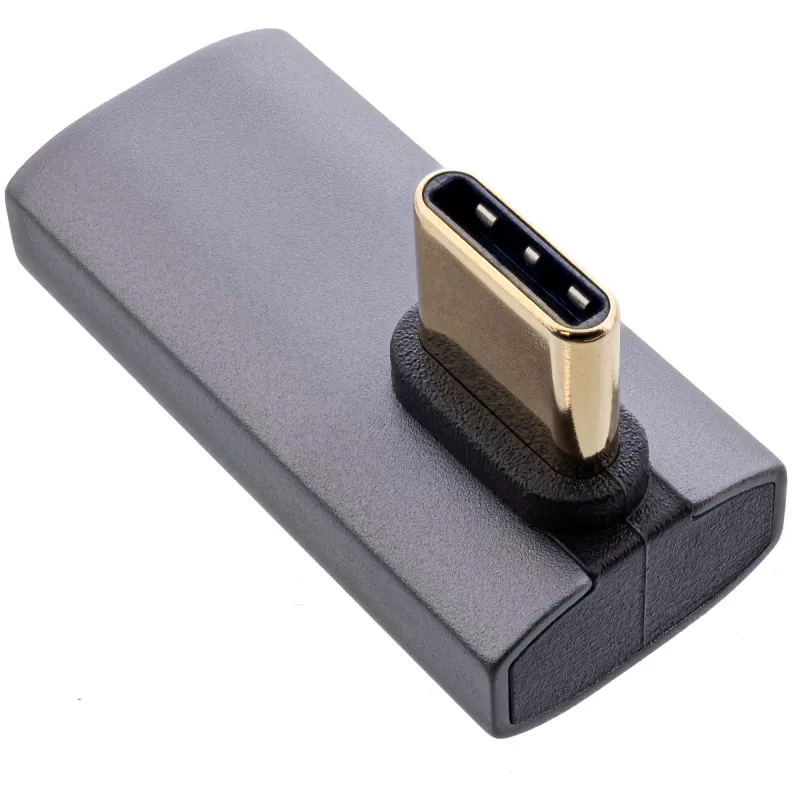 InLine USB4-Adapter, USB-C-Stecker/Buchse vertikal rechts/links gewinkelt, Alu, grau