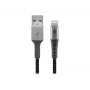 USB-A-auf-Lightning-Kabel GOOBAY 2 m, Textilmantel, 3,3 mm Durchmesser, Space Grau/Silber