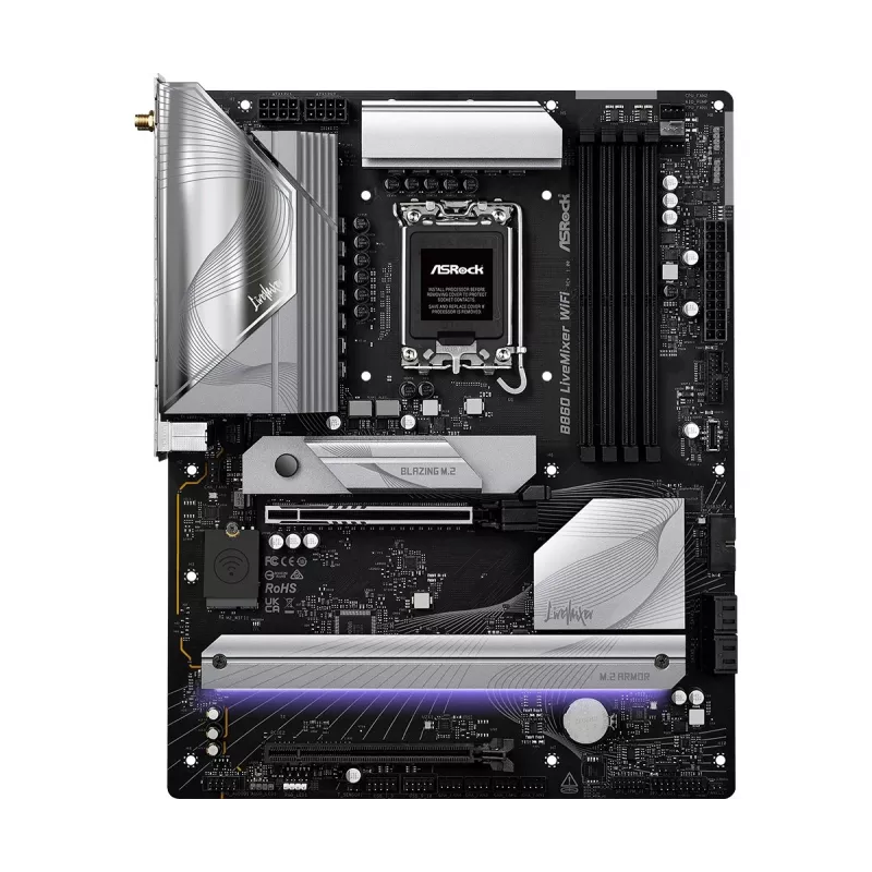 Motherboard ASRock B860 LiveMixer WiFi — Intel B860, LGA 1851, ATX, DDR5, 4 DIMM, Wi‑Fi 6E, 2.5Gb LAN