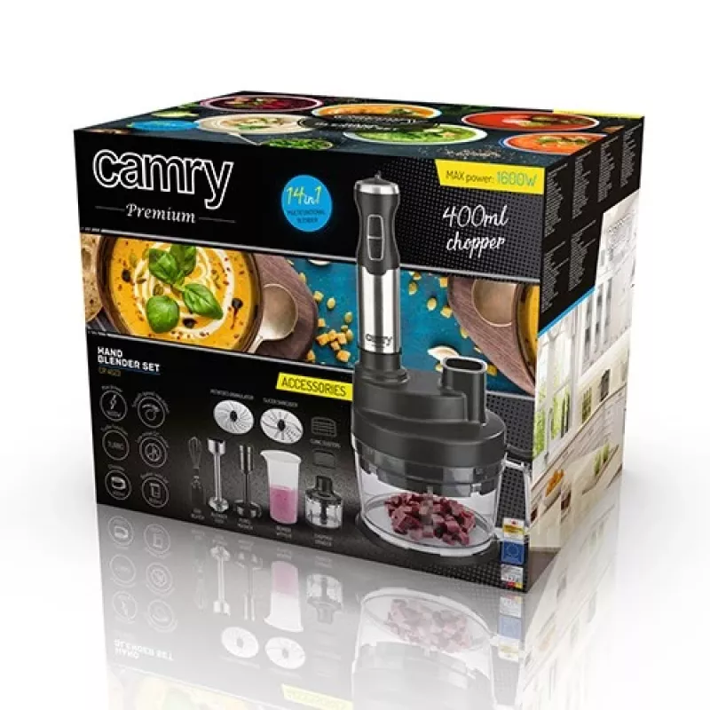 Camry | CR 4623 | 1600 W | Stabmixer | Handmixer | Variable Geschwindigkeitsstufen | Turbomodus | Zerkleinerer | Eiszerkleinerung | Schwarz