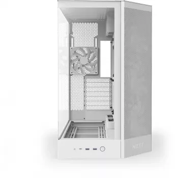 PC-Gehäuse NZXT H9 Flow Midi Tower Weiß – ATX/EATX/Micro ATX/Mini-ITX, 3x140mm vorne, 1x120mm hinten, 2x3,5 Zoll & 6x2,5 Zoll Schächte, gehärtetes Glas