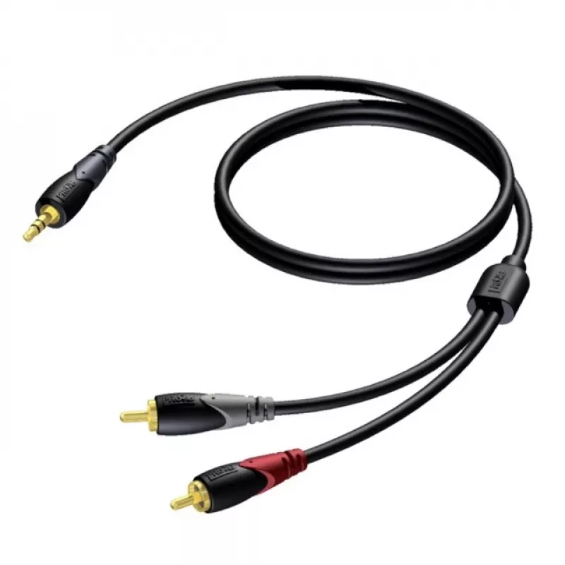 Stereo 3,5 mm Klinkenstecker auf 2x Cinch-Stecker Kabel Procab 3 m