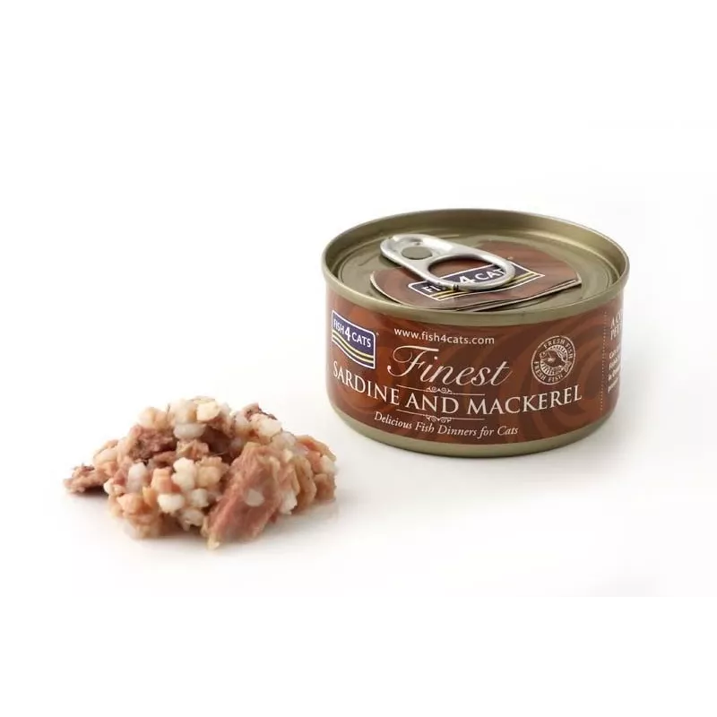 Nassfutter für Katzen FISH4DOGS Sardine und Makrele Beutel 70 g, Fischgeschmack, ausgewachsene Katzen, Protein 12%, Feuchtigkeit 85%