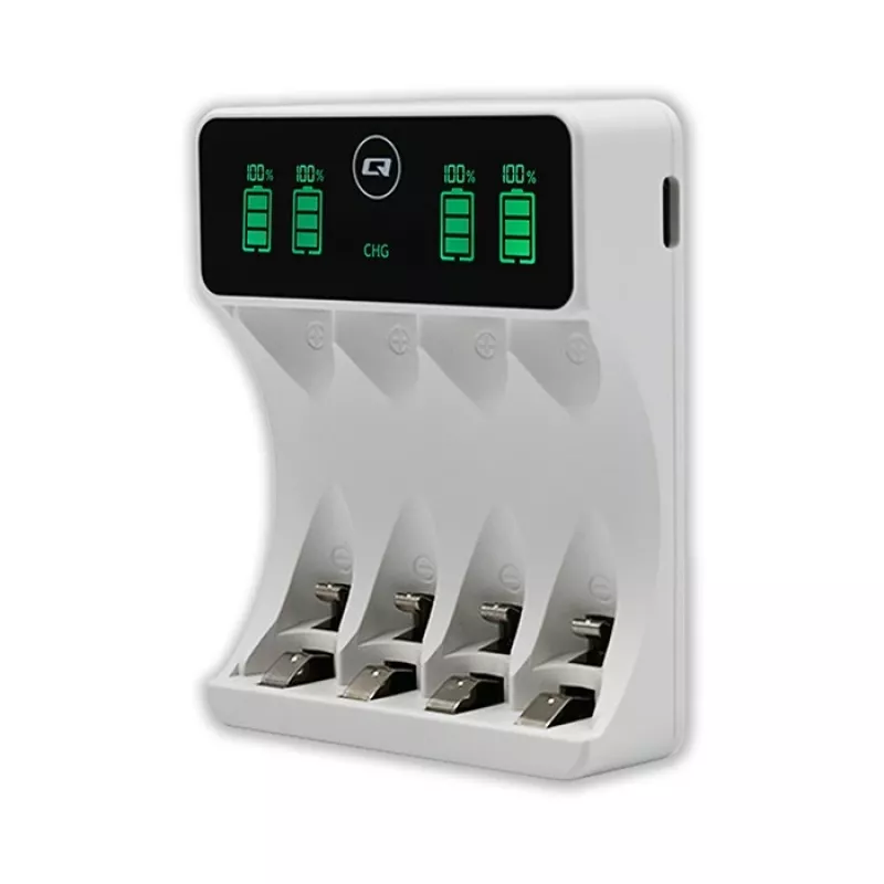 Batterieladegerät QOLTEC 50848 für NiMH AAA (R03) und AA (R6) Zellen mit LCD-Anzeige