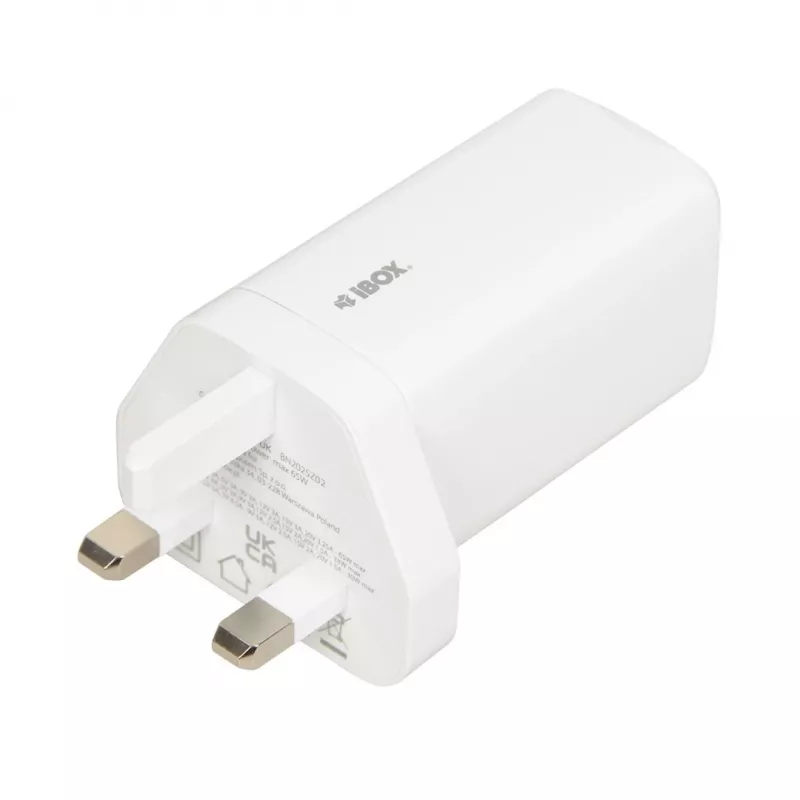 iBOX C-65 Weiß, GaN 65W Universal-Ladegerät UK-Stecker