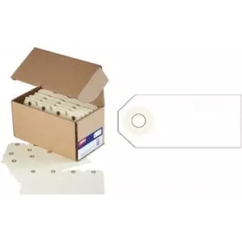 Gepäckanhänger agipa 120 x 57 mm, beiger Karton 160 g/m², mit Verstärkungsringen, neutral, ohne Draht