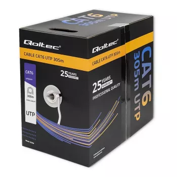 Qoltec 50359 Cat.6 UTP Kabel, 305 m, Grau, PVC