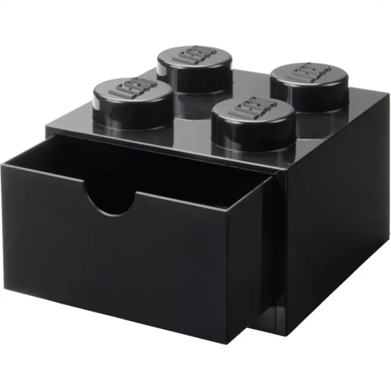 LEGO Schreibtischschublade 4, Aufbewahrungsbox schwarz, Noppen