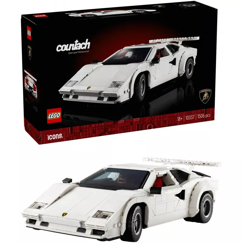 LEGO Icons Bauset Lamborghini Countach 5000 Quattrovalvole 10337 — Ausstellungsmodell, 1.506 Teile, 340×90×160 mm