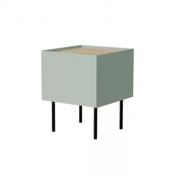 Nachttisch Cama Meble FELLINI 40x41x60, oliv mit geölter Eichenplatte, 1 Schublade, 2er-Pack