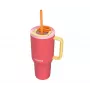 Thermobecher mit Teleskopstrohhalm Kambukka Rio Tumbler 950ml Pink Papaya