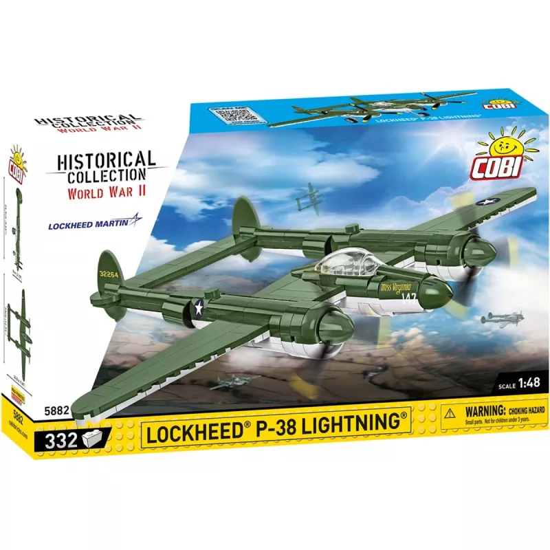 COBI Lockheed P-38 Lightning. Produkttyp: Bausteine, Empfohlenes Mindestalter: 7 Jahr(e), Thema: Streitkräfte, Anzahl der Teile: 332 Stk.