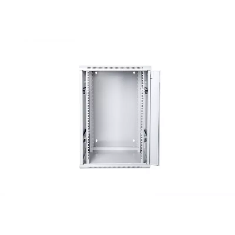 19 15U Wand-Netzwerkschrank 600x600, Glastür, grau, geteiltes Design, montiert, 60kg