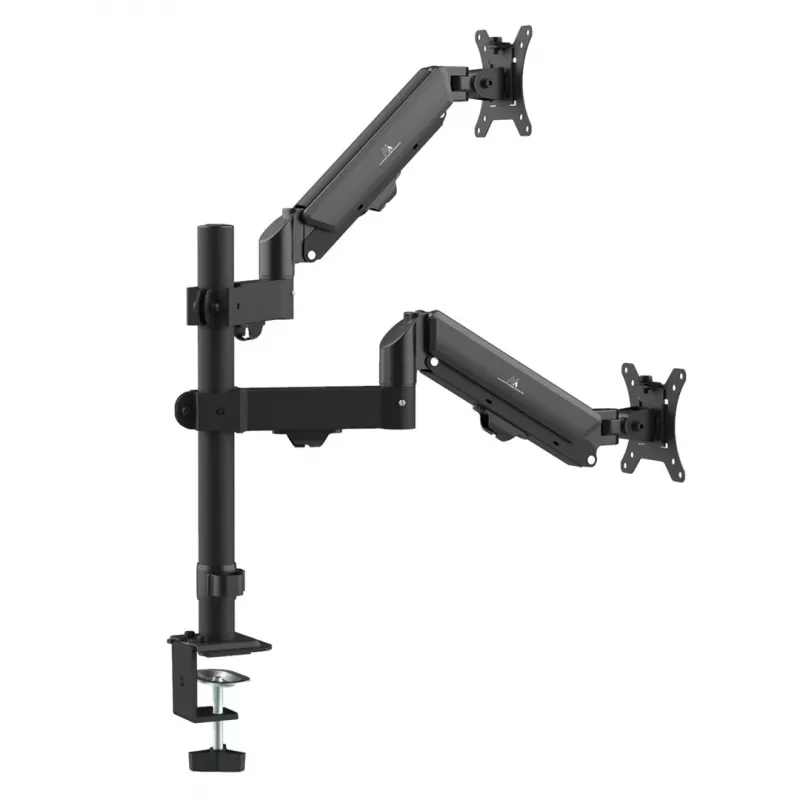 Maclean 2-fach Monitorhalterung, Gasfeder, 17-32 inch, 2-10 kg, schwarz, MC-136