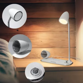 Kabelloser Schreibtischladegerät Tellur TLL151371 mit Bluetooth-Lautsprecher und Schreibtischlampe