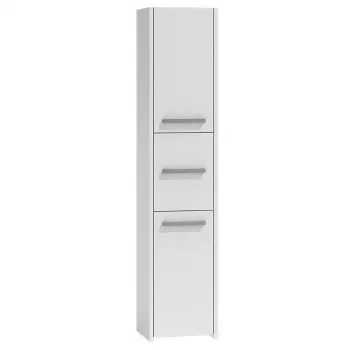 Badezimmer-Standschrank Top e shop S43 BIEL — freistehend, 6 Einlegeböden, 400×300×1700 mm, weiß