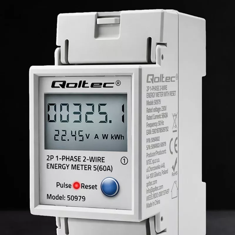 Energiezähler QOLTEC Einphasig DIN-Schiene 230V (MPN 50979)