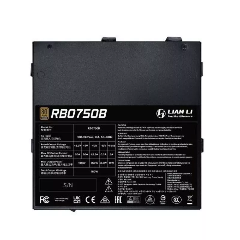 Netzteil Lian Li RB0750B.B 750 W ATX 24-pin, 80 PLUS Bronze, 135 mm Lüfter, schwarz