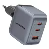 Vention GaN-Ladegerät FEXH0-EU 70W — 2x USB-C + 1x USB-A, PD 70W, 100–240V