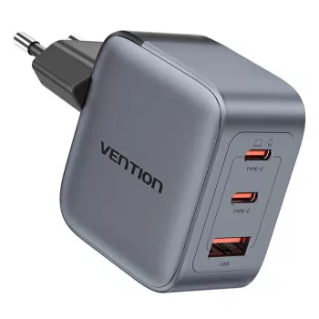 Vention GaN-Ladegerät FEXH0-EU 70W — 2x USB-C + 1x USB-A, PD 70W, 100–240V