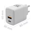Ladegerät QOLTEC 51824 GaN 35W USB-C PD & USB QC 3.0, 5–20V, 1x USB-C, 1x USB-A