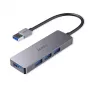 USB-Hub Aukey CB-H36 — 4-Port USB 3.2 Gen 1 Typ-A, Host USB 2.0, 5000 Mbit/s, Aluminium Silber