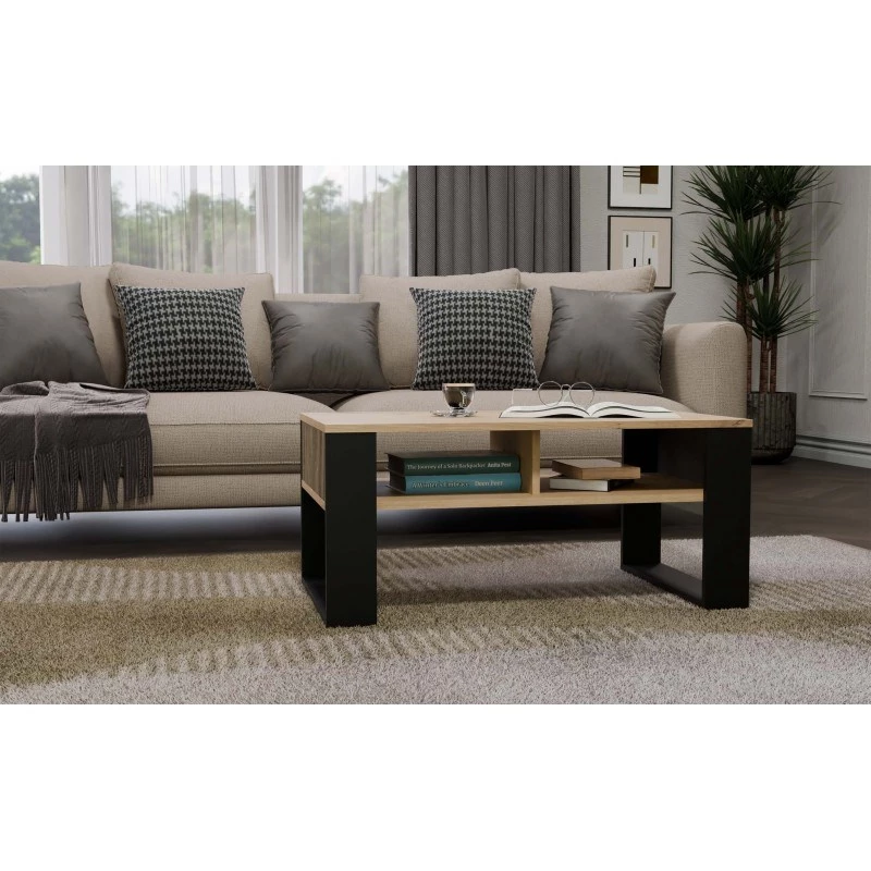 top e shop STOLIK KAWOWY ŁAWA MODERN 2P schlank Dąb Artisan schwarze Lamellen