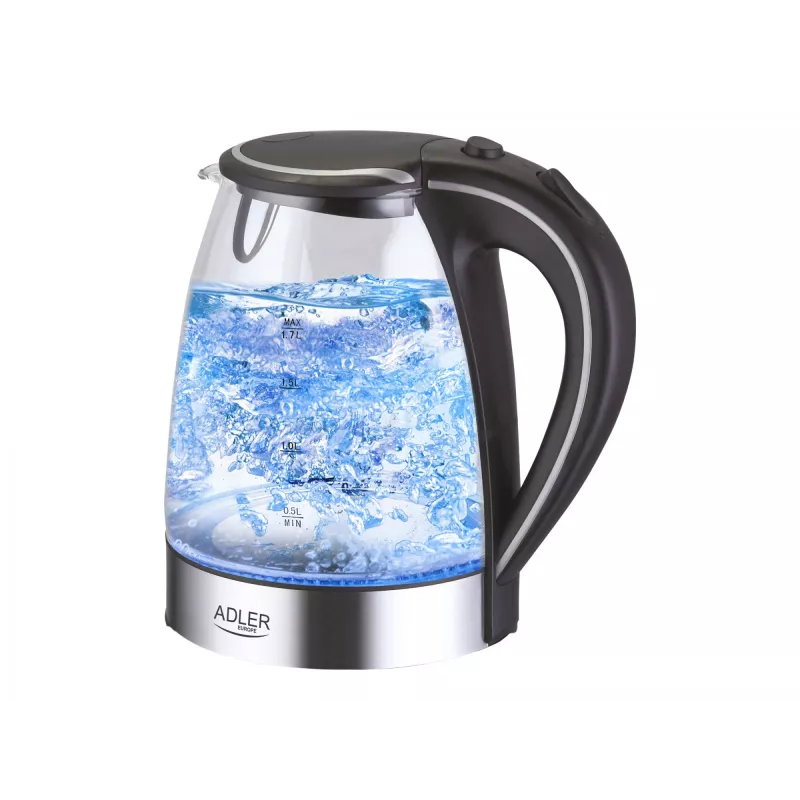 Adler AD 1225 Wasserkocher 1,7 L Schwarz, Edelstahl, Transparent 2200 W