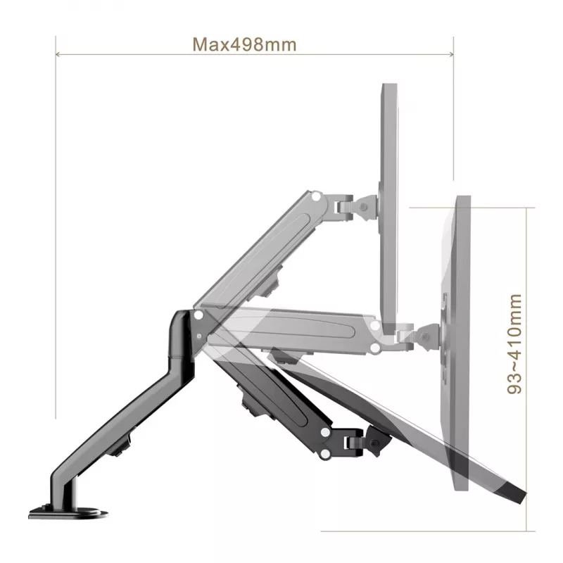 Maclean MC-860N Monitorhalterung, mit Gasfeder, 13-27, 8 kg, Schwarz
