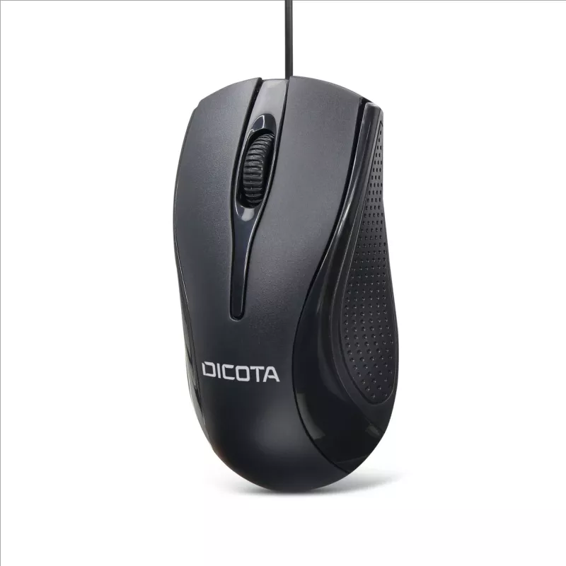 DICOTA - Maus - beidhändig - Laser - 3 Tasten - Kabelgebunden - USB - Schwarz (D32011)