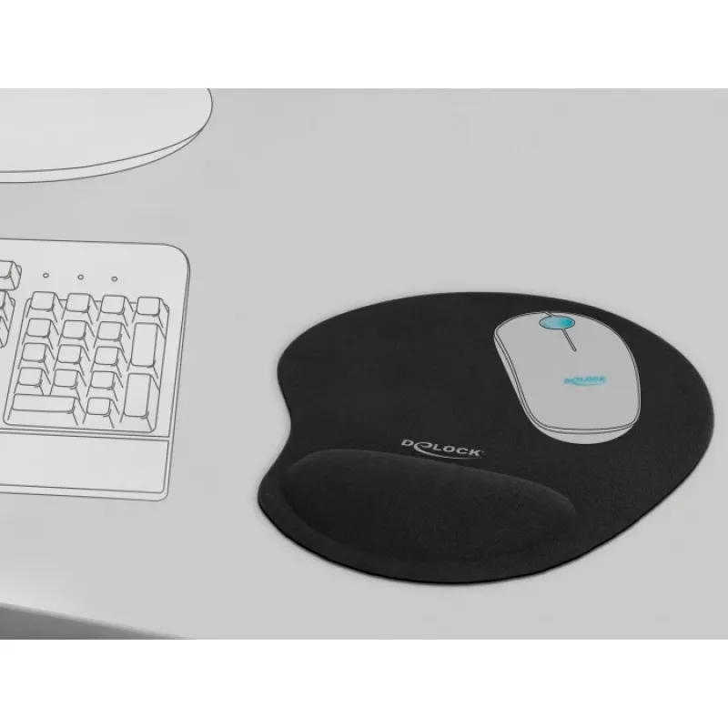 Mauspad DeLOCK Ergonomisches Mauspad mit Gel-Handgelenkstütze
