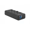 USB-Hub NATEC MANTIS USB 2.0 Type-B — 4x USB 3.2 Gen 1 Type-A Anschlüsse, schwarz, 0,8 m Kabel, Netzteil, Netzschalter