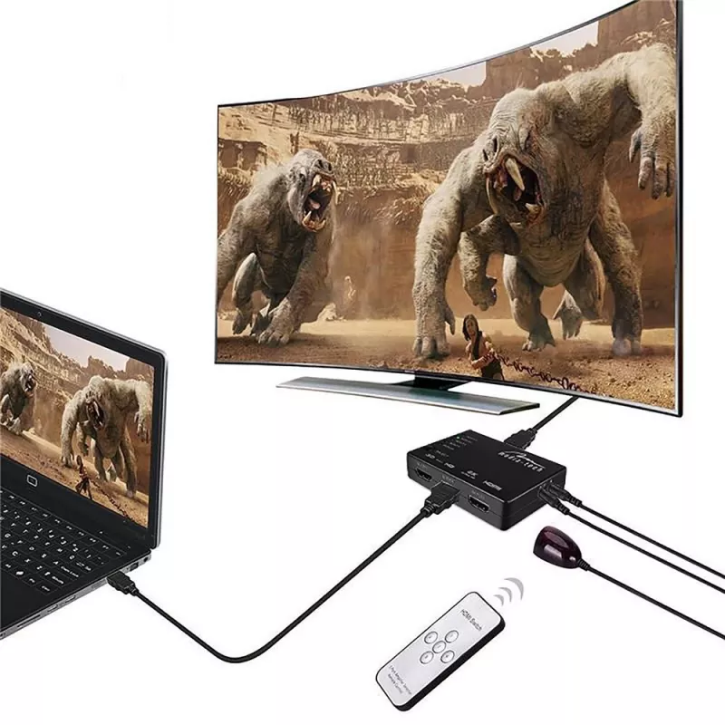 HDMI-Umschalter MEDIA-TECH MT5207, 5x HDMI-Eingänge, 1x HDMI-Ausgang, schwarz