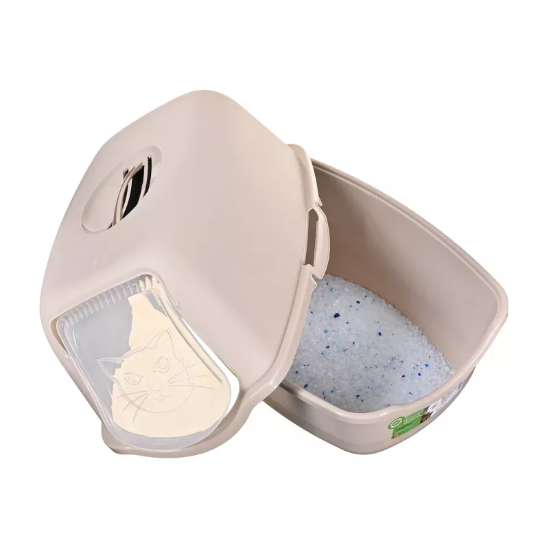 Katzentoilette DIAMENTIQ BAYA, Kunststoff, umkehrbare Türen, 55,5×40×38,7 cm, beige