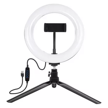 Stativhalterung Puluz mit 20 cm LED-Ring Vlogging PKT3073B