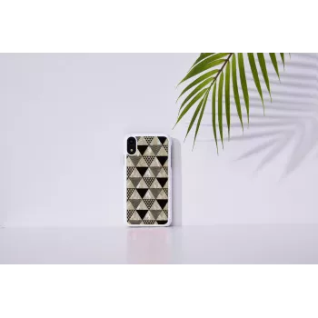 Smartphone-Hülle iKins für iPhone XR — Pyramidenmuster, weiß