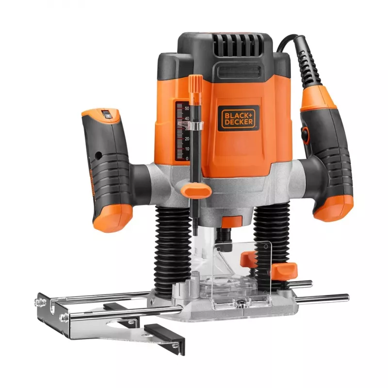 Router/Trimmer Schwarz & Decker KW1200EKA-QS — kompakte Oberfräse mit einstellbaren Tiefeneinstellungen, ergonomisches Design