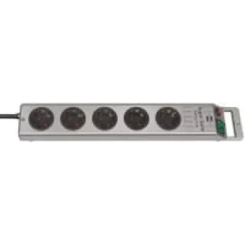 Brennenstuhl 1153340115 Mehrfachsteckdose Super-Solid Line 5-fach 2,5 m H05VV-F 3G1,5, Silber (1153340115)