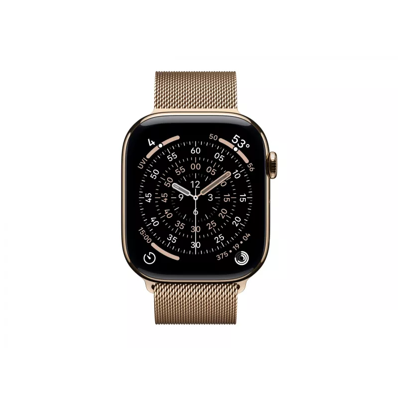 Apple Watch Series 11 GPS + Cellular 46mm Gold Titanium Gehäuse mit Gold Milanese Loop - S/M (MFD74ZR/A)