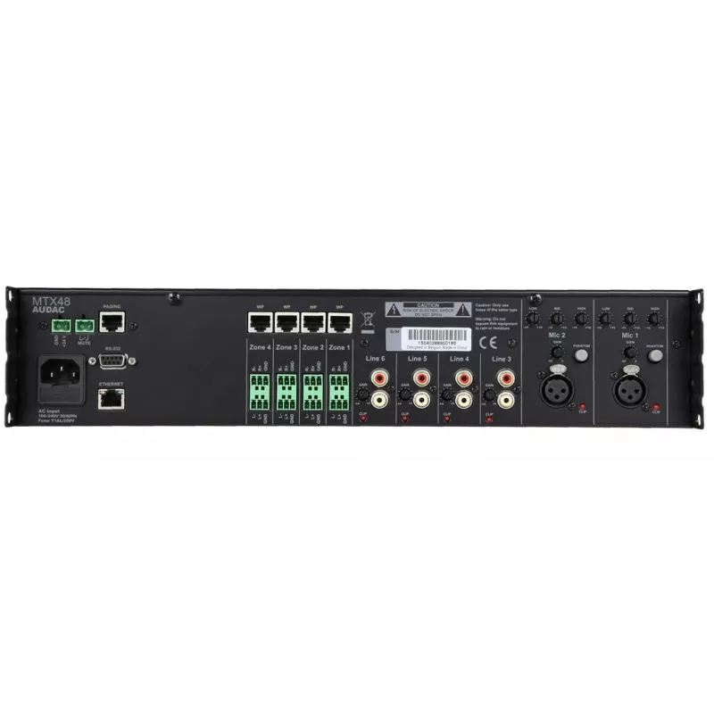 AUDAC MTX48 Audioverstärker Heimgebrauch Schwarz 80 dB SNR 20-20000 Hz
