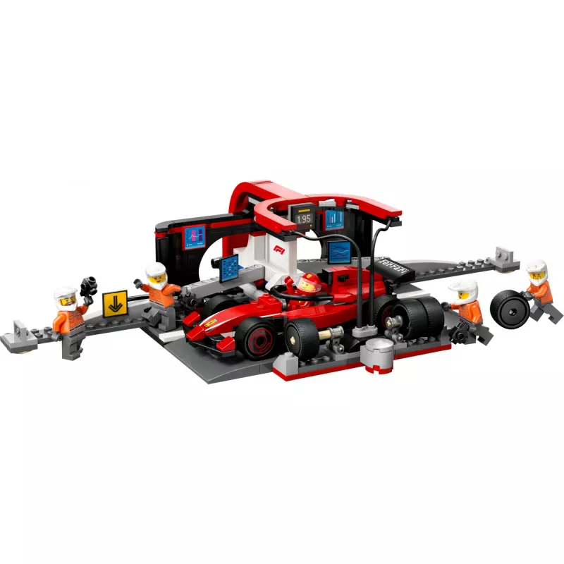 LEGO City F1-Boxenstopp-Set 60443 – Ferrari F1-Auto, 322 Teile, 5 Minifiguren, Alter 6+
