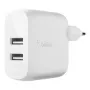 Belkin BOOST CHARGE - Netzteil - 24 Watt - QC 3.0 - 2 Ausgangsanschlüsse (USB) - Weiß (WCB002VFWH)
