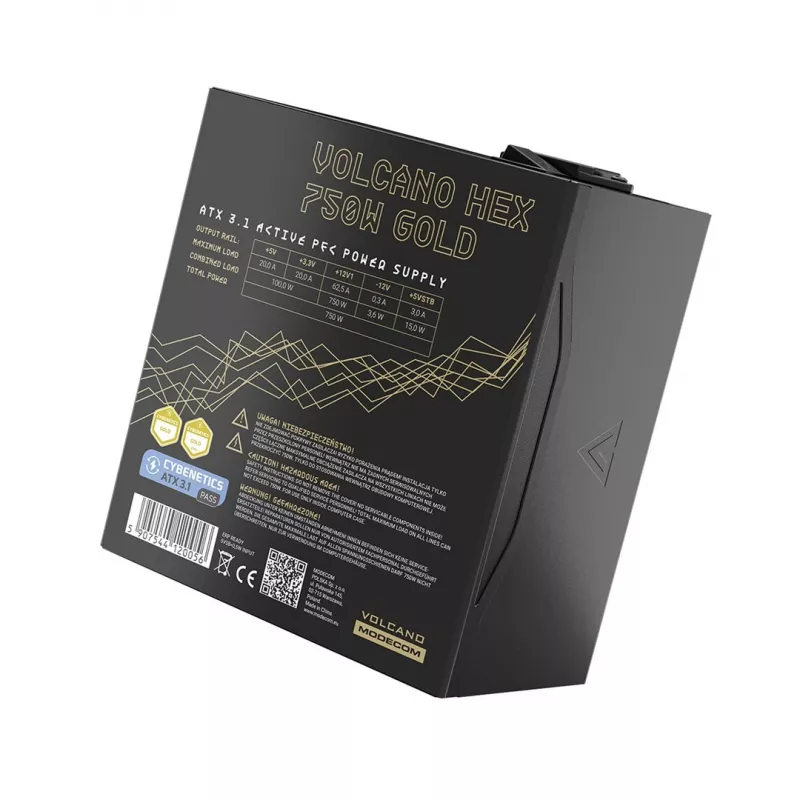Netzteil MODECOM VOLCANO HEX GOLD 750W, 80 PLUS Gold, ATX 3.1, modular, 14 cm Lüfter