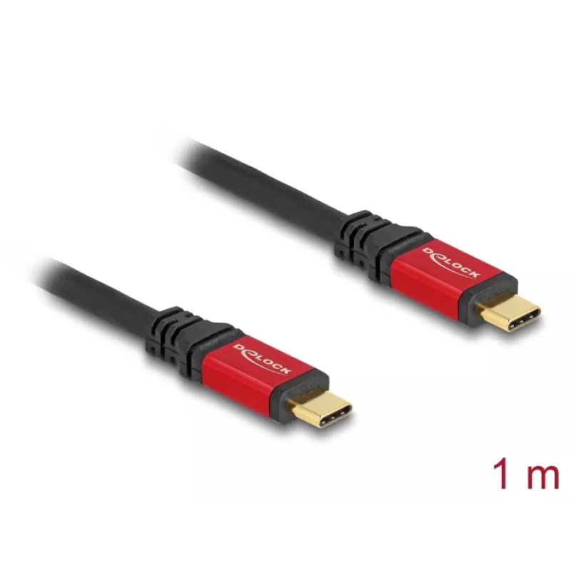 DeLOCK USB-Kabel USB Typ-C Stecker auf Stecker 10 Gbps PD 3.0 100 W 1 m rot Metall